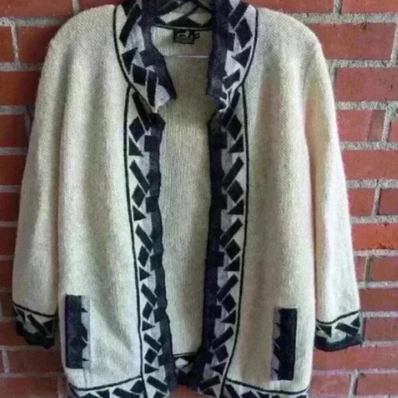 Beautiful vintage mon repos 100% alpaca wool cardigan size small - Picture 1 of 7